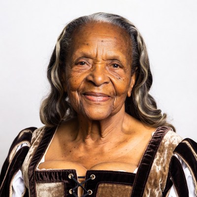 Elderly African-American woman in Renaissance dress