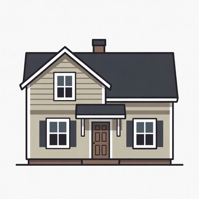 Cartoon House with Porch