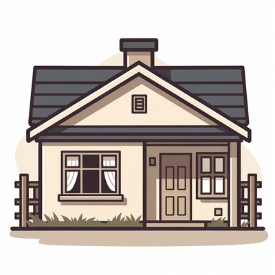 Cartoon House with Picket Fence