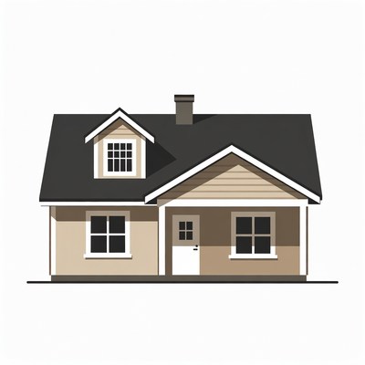 Beige House with Black Roof