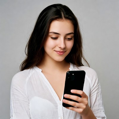 Young woman checking smartphone