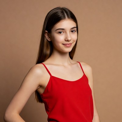 Teen girl in red tank top