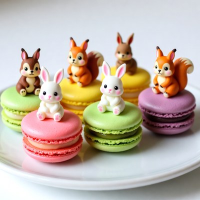 Cute Animal Figurines on Macarons