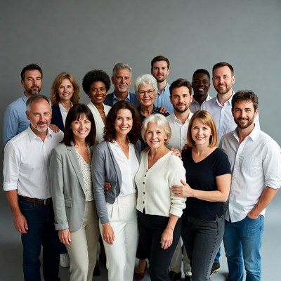 Diverse professional team standing together