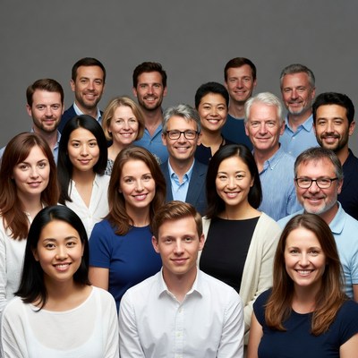 Diverse professional team smiling together