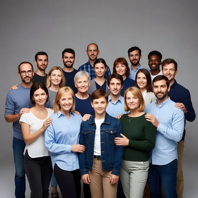 Diverse family group portrait