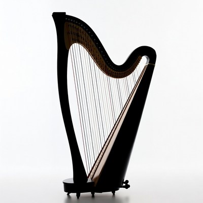 Black Harp on White Background