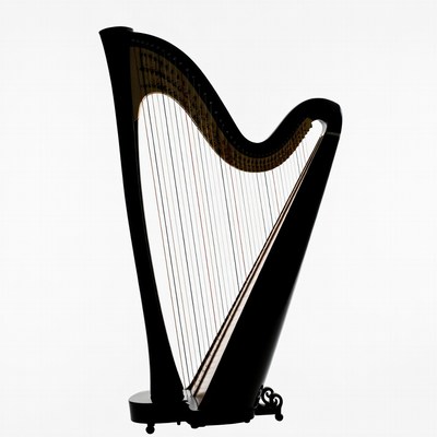 Black Harp Silhouette Isolated Background