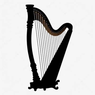 Black silhouette harp illustration