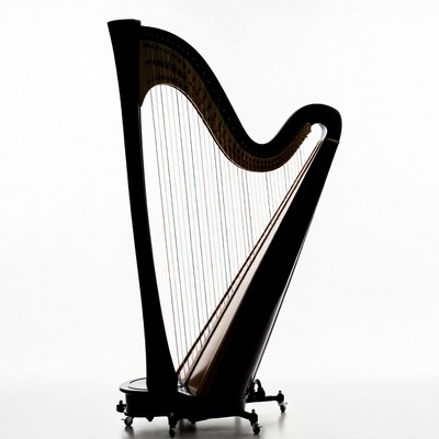 Black Silhouette Harp Isolated