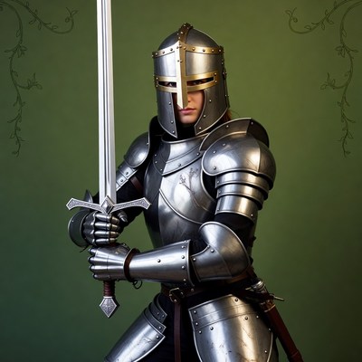 Knight Holding Sword in Armor