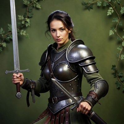 Woman warrior holding sword