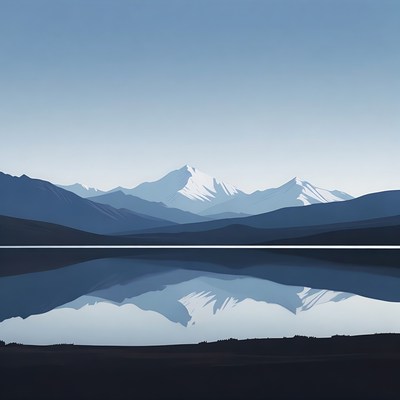 Snowy Mountains Reflected in Lake