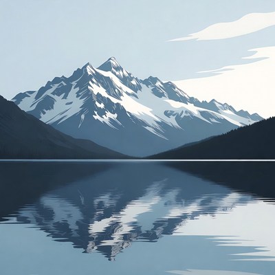 Snowy Mountains Reflecting in Lake