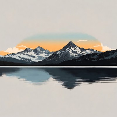 Mountain Range Reflection in Lake