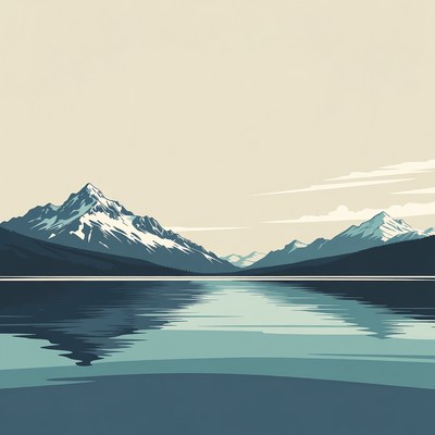 Mountain Lake Reflection Illustration