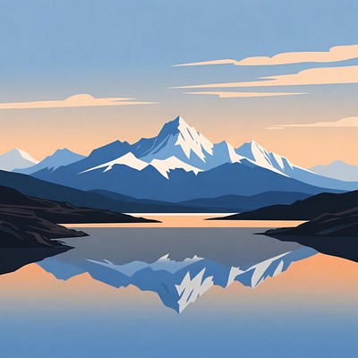 Snowy Mountain Reflection in Lake