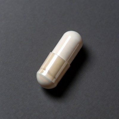 White capsule pill on dark background