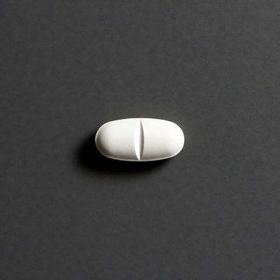 White pill on black background