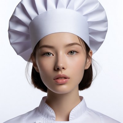 Asian woman wearing chef hat
