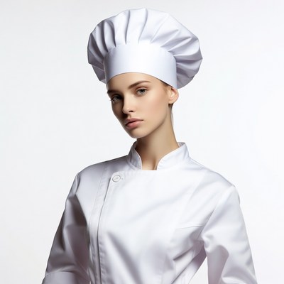 Woman wearing chef hat uniform