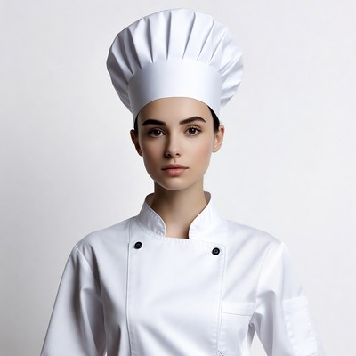 Woman wearing chef hat uniform