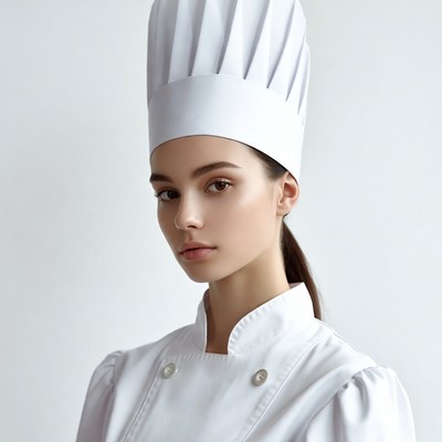 Young woman wearing chef hat