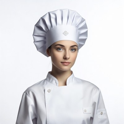 Woman wearing chef hat and uniform