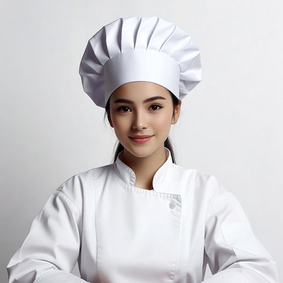 Asian woman in chef uniform