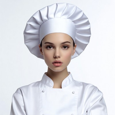 Woman wearing chef hat and uniform