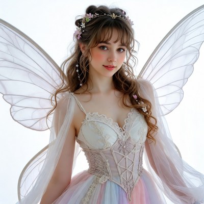 Woman in fairy costume with wings