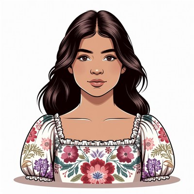 Latina woman in embroidered blouse