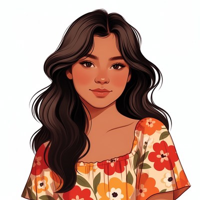 Beautiful Asian woman in floral dress