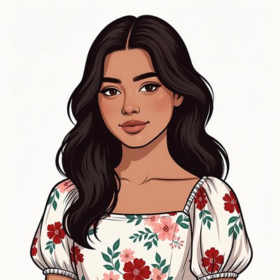 Beautiful Asian woman in floral dress