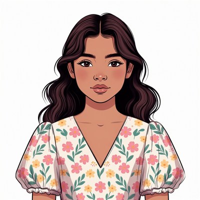 Beautiful Asian woman in floral dress