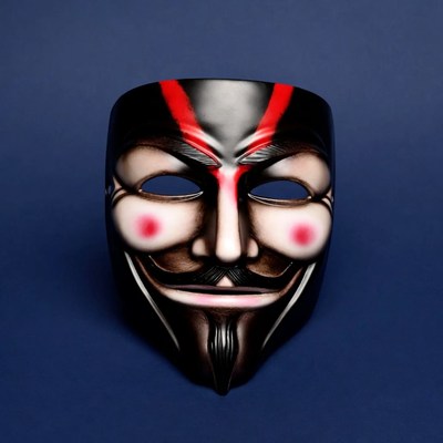 Guy Fawkes Mask on Blue Background