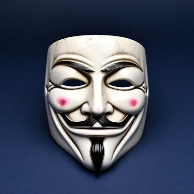 Guy Fawkes Mask on Blue Background