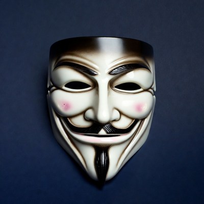 Guy Fawkes Mask on Blue Background