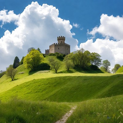 Medieval Castle on Green Hill