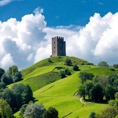 Stone Tower on Green Hilltop