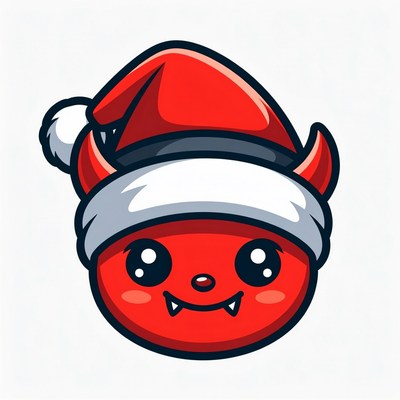 Cute Chibi Devil Wearing Santa Hat