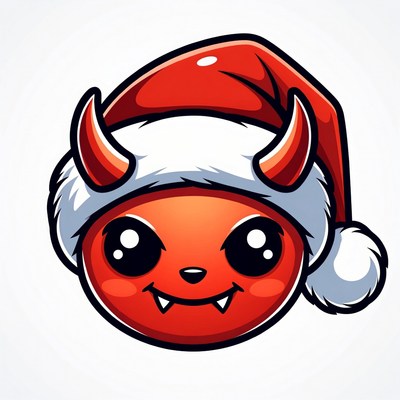 Cute Chibi Demon in Santa Hat