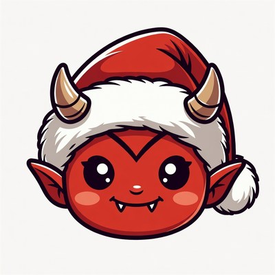 Cute Chibi Demon Wearing Santa Hat