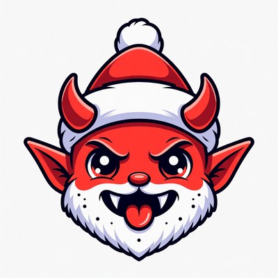 Cute Devil Wearing Santa Hat