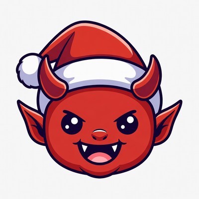 Cute Cartoon Devil Wearing Santa Hat