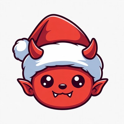 Cute chibi demon in Santa hat