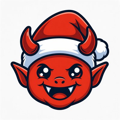 Cute Cartoon Devil Wearing Santa Hat