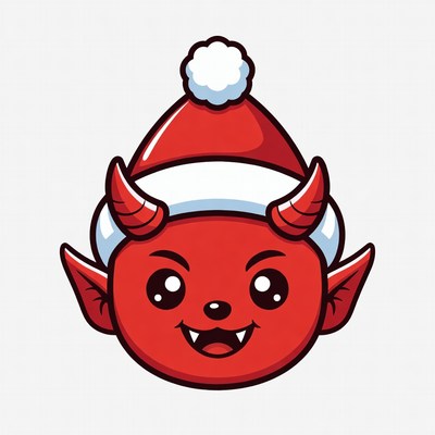 Cute Cartoon Devil Wearing Santa Hat