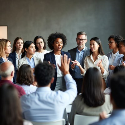 Diverse group in business meeting