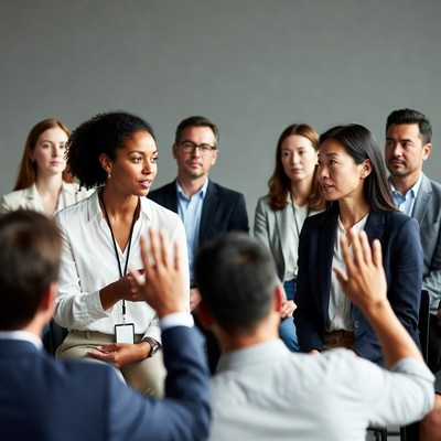 Diverse group in business meeting